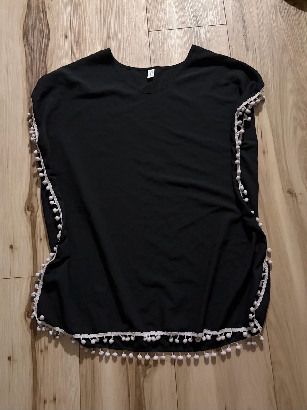 Vince Black Cover Up with White Pom-Pom Trim